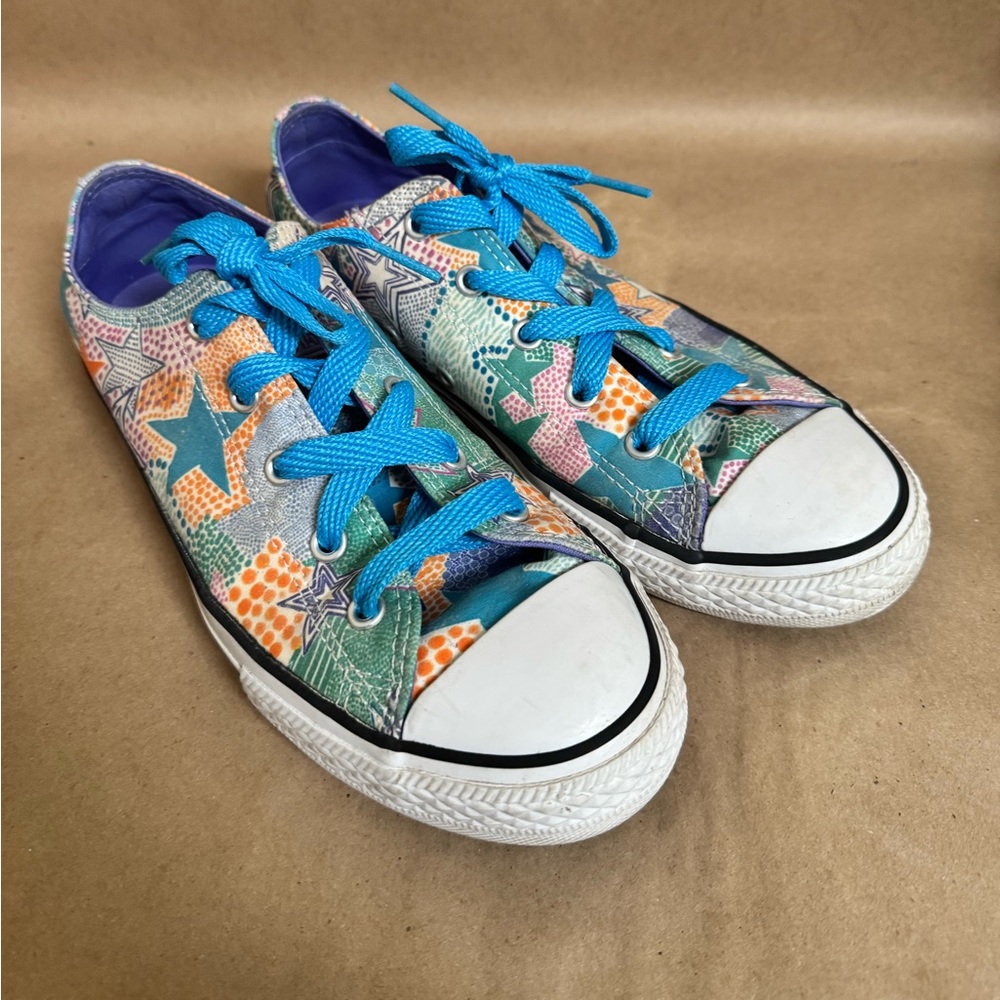 Converse Multicolor Star Kids Sneakers with Blue Laces. US 4
